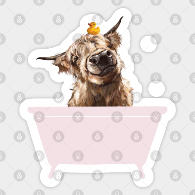 Playful Highland Cow in Bathtub Sticker by bignosework